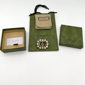 3771 GUCCI JEWELRY LARGE BRONZE BROOCH WITH COMPLETE PACKAGING